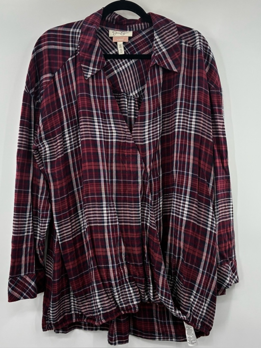 3For$20 Jessica Simpson Nursing Plaid Button-Up Shirt in Burgundy/Black size: 2X